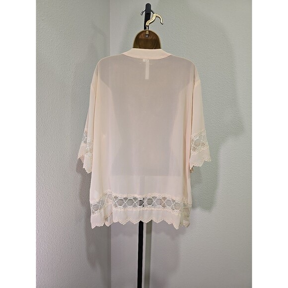 Coquette Fairy Cream Satin Lace Short Robe Bed Jacket Womens Sm Dainty Feminine - Picture 5 of 7